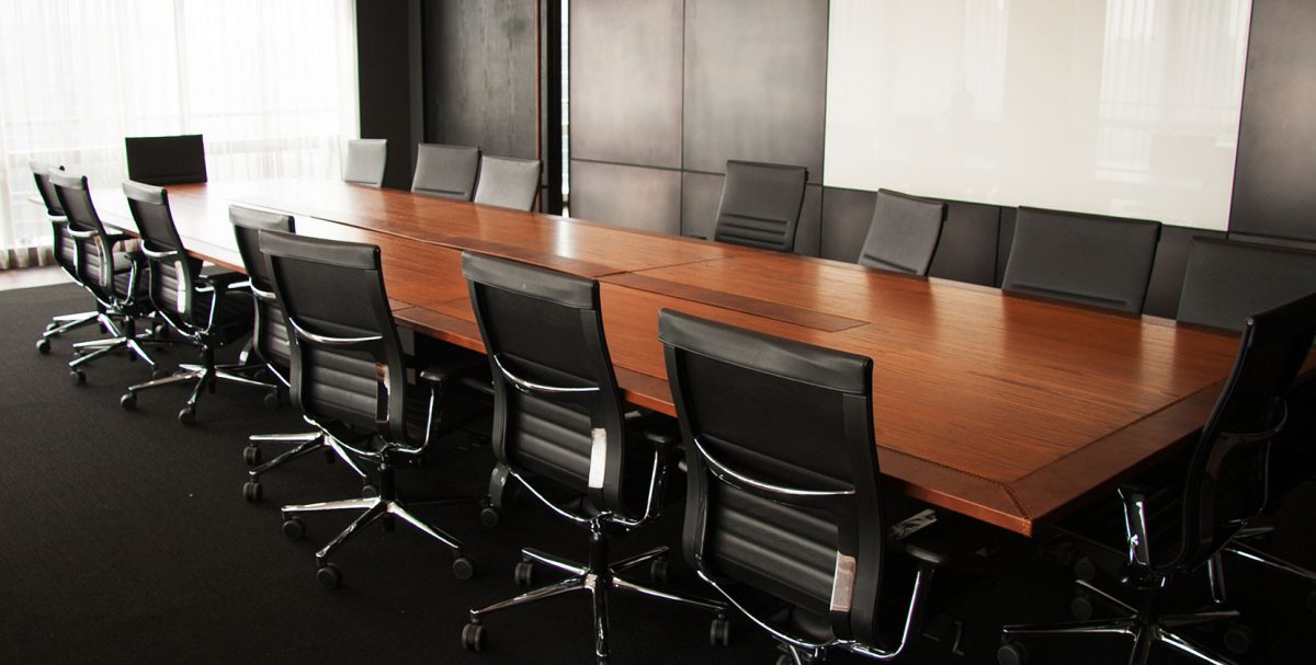 A conference room for court reporting