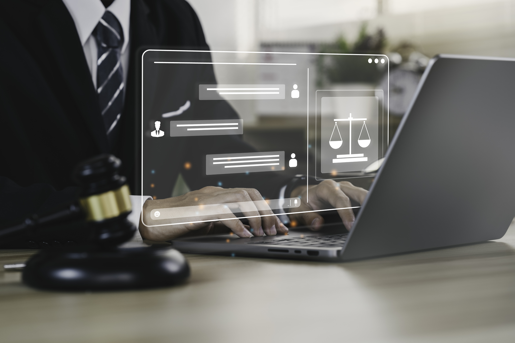 Attorney working on black laptop